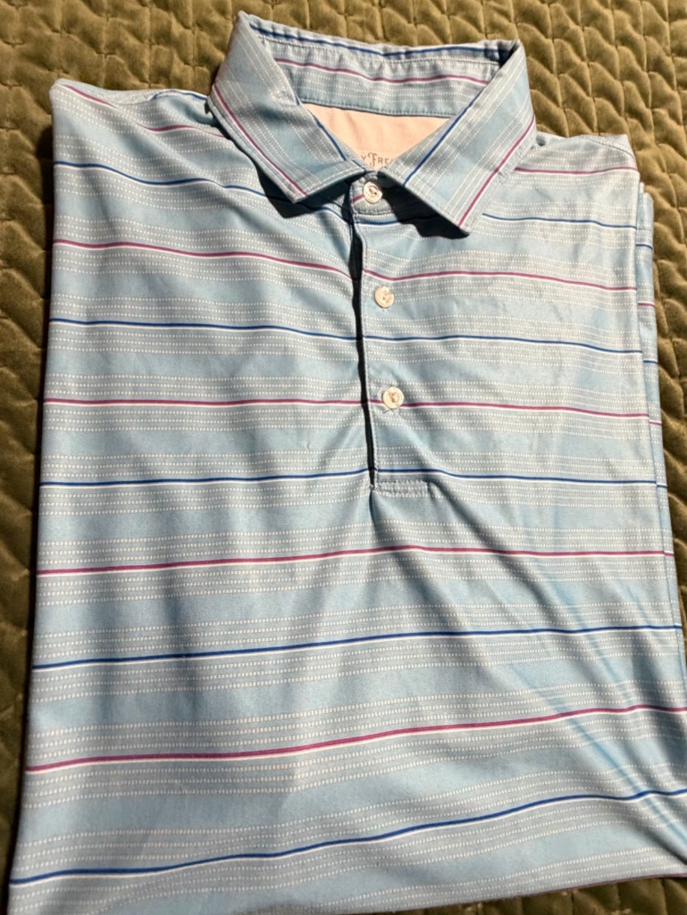 Hickey Freeman blue striped golf shirt short‎ sleeve. Size large